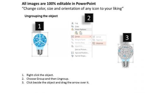 Business Diagram Blue Light Bulb With Gears Presentation Template