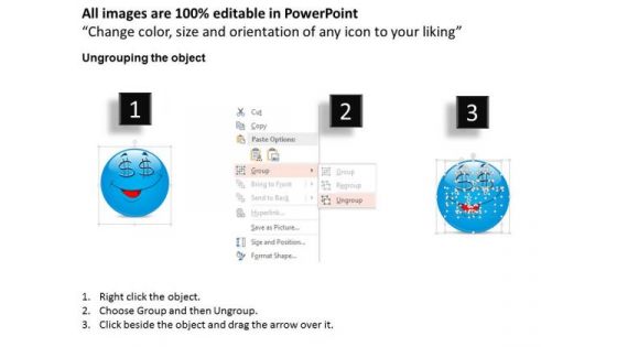 Business Diagram Blue Smiley With Dollar Symbols Diagram PowerPoint Ppt Presentation