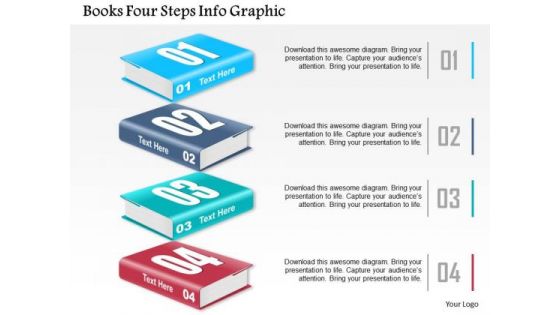 Business Diagram Books Four Steps Info Graphic Presentation Template
