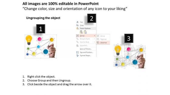 Business Diagram Bulb In Network With Gears For Process Control Presentation Template