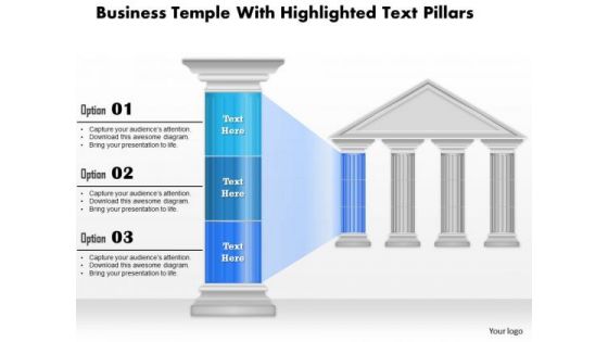 Business Diagram Business Temple With Highlighted Text Pillars Presentation Template