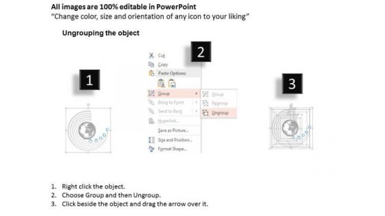 Business Diagram Circle Text Boxes With Globe For Business Agenda Presentation Template