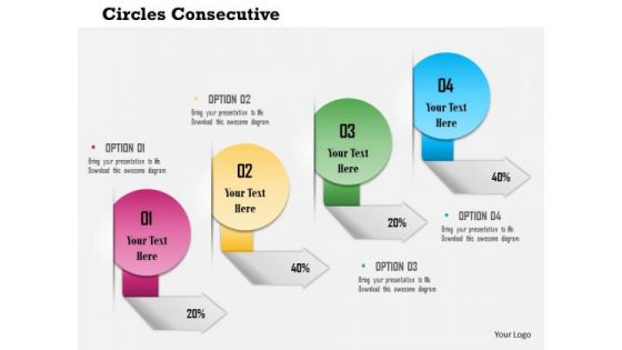 Business Diagram Circles With Ribbons For Linear Process Flow Presentation Template