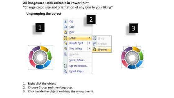 Business Diagram Circular Flow Chart With Gears Planning Process 7 Stages Marketing Diagram