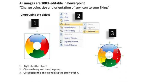 Business Diagram Circular Puzzle With Center Circle 4 Pieces Sales Diagram