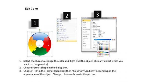 Business Diagram Circular Puzzle With Center Circle 4 Pieces Sales Diagram