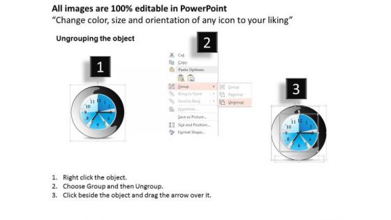 Business Diagram Clock To Show Five Different Agendas With Breaks Presentation Template