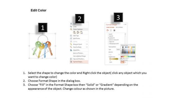 Business Diagram Colored Keys For Safety Of Home Presentation Template