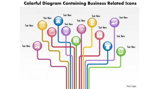 Business Diagram Colorful Diagram Containing Business Related Icons Presentation Template