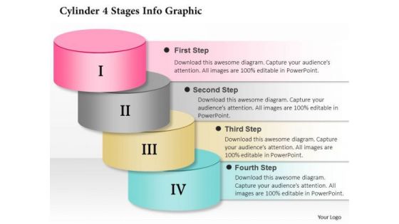 Business Diagram Cylinder 4 Stages Info Graphic Presentation Template