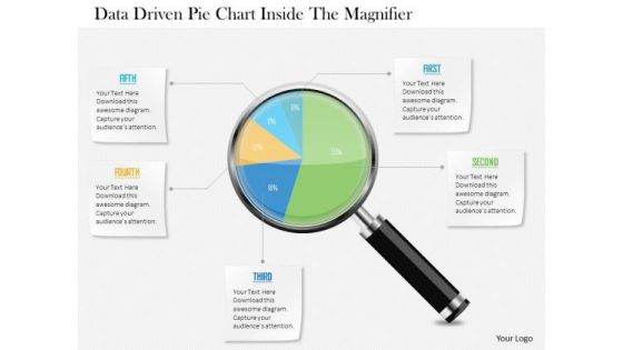 Business Diagram Data Driven Pie Chart Inside The Magnifier PowerPoint Slide