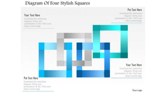 Business Diagram Diagram Of Four Stylish Squares Presentation Template