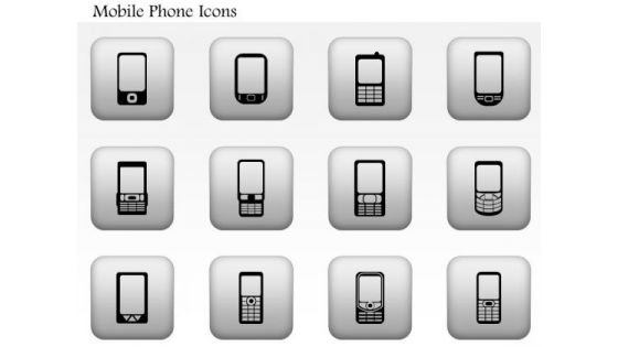 Business Diagram Different Types Of Mobile Phones Editable Icons Presentation Template
