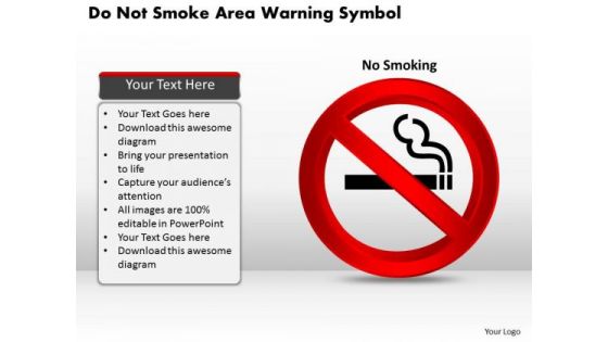 Business Diagram Do Not Smoke Area Warning Symbol Presentation Template