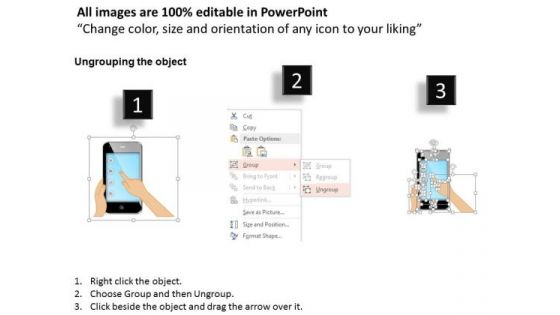 Business Diagram Editable Image Of Iphone With Finger Showing Gestures Presentation Template