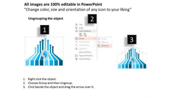 Business Diagram Eight Arrows Steps With Globe Presentation Template