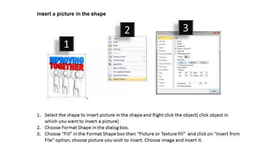 Business Diagram Examples Men Join Forces To Lift The Words Improving Together PowerPoint Templates