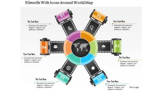 Business Diagram Filmrolls With Icons Around World Map Presentation Template Business Diagram Filmrolls With Icons Around World Map Presentation Template