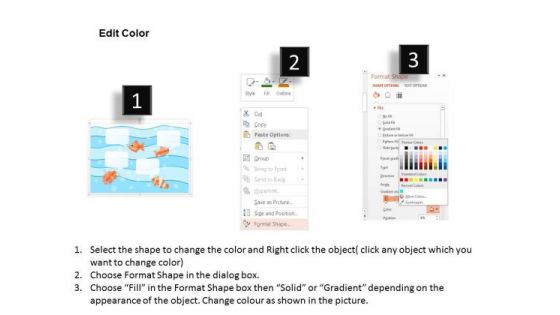 Business Diagram Fishes In Ocean With Four Options Presentation Template