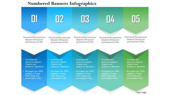 Business Diagram Five Numbers For Text Representation Presentation Template