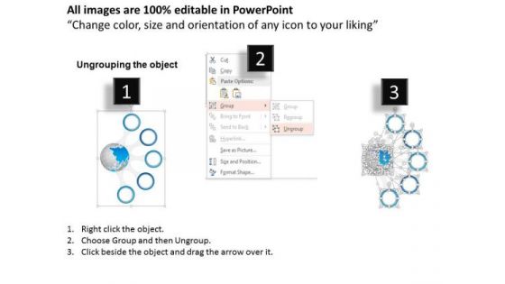 Business Diagram Five Points Agenda With Globe Diagram Presentation Template