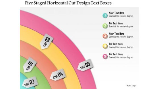 Business Diagram Five Staged Horizontal Cut Design Text Boxes Presentation Template