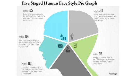 Business Diagram Five Staged Human Face Style Pie Graph Presentation Template