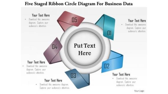Business Diagram Five Staged Ribbon Circle Diagram For Business Data Presentation Template
