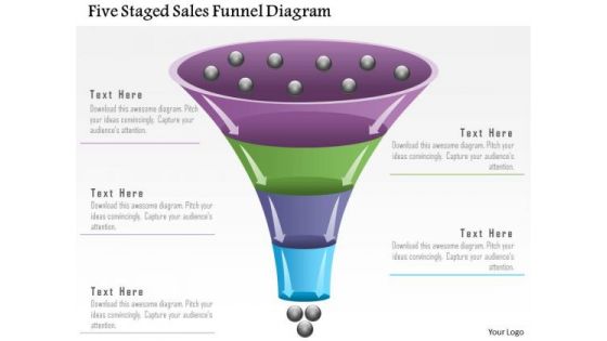 Business Diagram Five Staged Sales Funnel Diagram Presentation Template