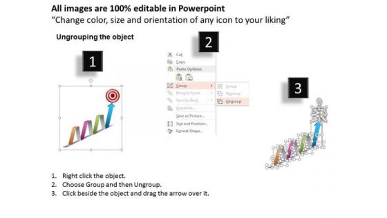 Business Diagram Fluctuating Growth Arrow With Target Dart Diagram Presentation Template