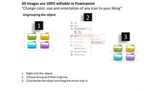 Business Diagram Four Colored Computer Folders For Data Storage Presentation Template