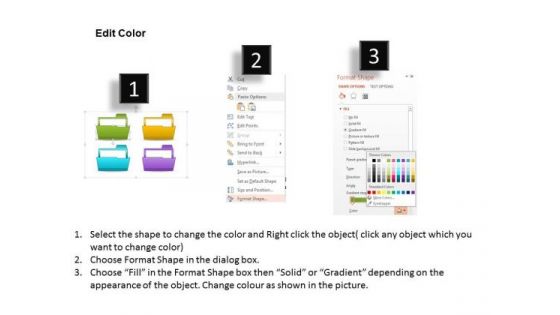Business Diagram Four Colored Computer Folders For Data Storage Presentation Template