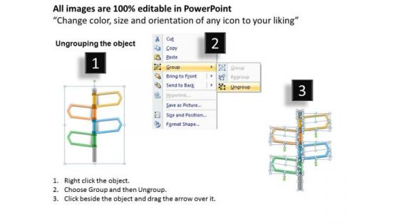 Business Diagram Four Colored Signposts For Data Representation Presentation Template