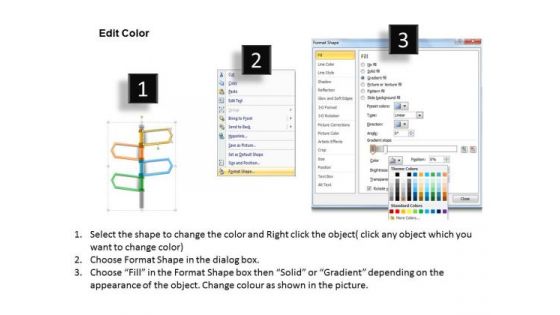 Business Diagram Four Colored Signposts For Data Representation Presentation Template