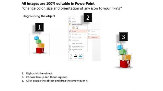 Business Diagram Four Cubes With Ladders Presentation Template