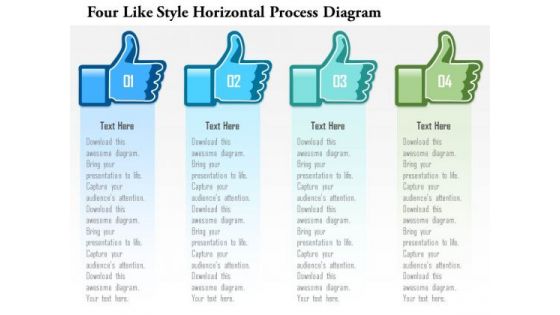 Business Diagram Four Like Style Horizontal Process Diagram Presentation Template