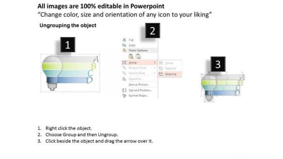 Business Diagram Four Staged Bulb With Alphabet Diagram PowerPoint Template