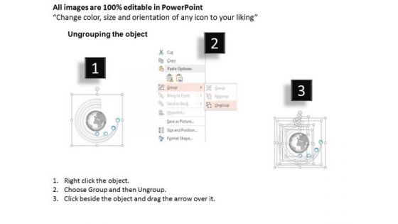 Business Diagram Four Staged Circular Text Boxes With Globe Presentation Template