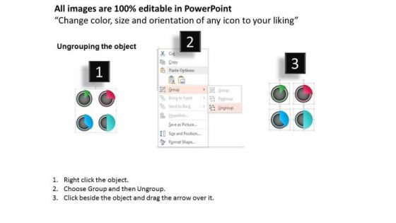 Business Diagram Four Staged Pie Chart And Percentage Presentation Template