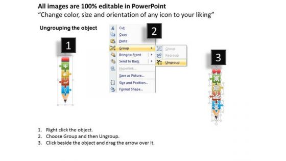 Business Diagram Four Staged Puzzle Pencil Diagram For Text Representation Presentation Template