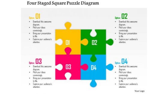Business Diagram Four Staged Square Puzzle Diagram Presentation Template