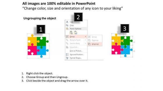 Business Diagram Four Staged Square Puzzle Diagram Presentation Template