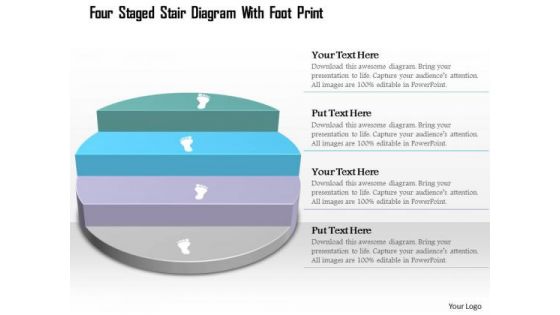 Business Diagram Four Staged Stair Diagram With Foot Print PowerPoint Template