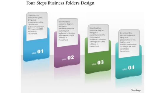 Business Diagram Four Steps Business Folders Design Presentation Template