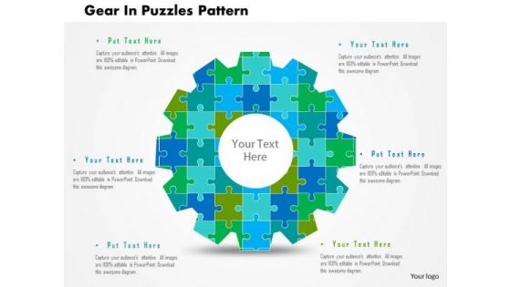 Business Diagram Gear In Puzzles Pattern Presentation Template