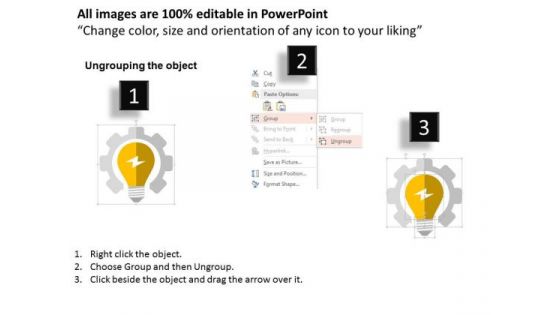 Business Diagram Gear Outline With Bulb For Technology Presentation Template