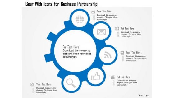 Business Diagram Gear With Icons For Business Partnership Presentation Template