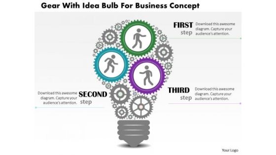 Business Diagram Gear With Idea Bulb For Business Concept Presentation Template