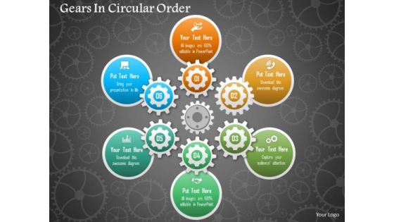 Business Diagram Gears In Circular Order Presentation Template