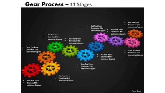 Business Diagram Gears Process 11 Stages Sales Diagram